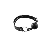 Кляп із силіконовою кулькою Fetish Tentation Premium Leather gag with silicone ball Black, шкіра