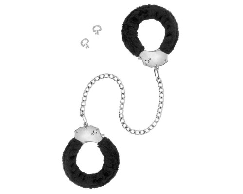 Металеві поножі з хутром Fetish Tentation Adjustable metal and fur ankle cuffs, 2 ключі