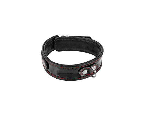 Нашийник із натуральної шкіри Fetish Tentation Premium Patent leather choker, кріпильне кільце