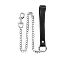 Повідець із натуральної шкіри Fetish Tentation Premium Metal leash with cowhide leather wrist 72 см