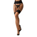 Панчохи Obsessive Nutris stockings, XS/S, тілесні, з чорним мереживом, під пояс