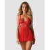 Бебі-дол Obsessive 838-BAB-3 babydoll & thong, L/XL, червоний, мереживний ліф, стрінги в комплекті