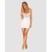 Сорочка Obsessive Amor Blanco underwire chemise & thong,L/XL, біла, мереживний ліф, стрінги в наборі