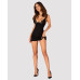 Сорочка Obsessive Bellastia chemise & thong, XS/S, непрозора, фігурне декольте, стрінги в наборі