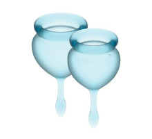 Набір менструальних чаш Satisfyer Feel Good (light blue), 15мл і 20мл, мішечок для зберігання