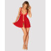Бебі-дол Obsessive Elianes babydoll & thong, M/L, червоний, мереживний ліф, трусики-танга в наборі
