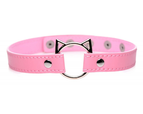 Чокер Master Series Kinky Kitty Ring Slim Choker - Pink