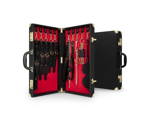 Набір для BDSM Bedroom Fantasies: Bondage Suitcase 13 Pcs - Cow Leather
