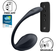 Смарт-віброяйце Satisfyer Ribbed Petal Connect App Black, керування зі смартфона, пульт ДК