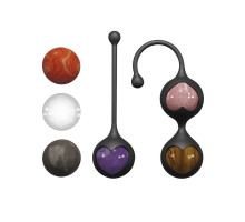 Вагінальні кульки Adrien Lastic Harmony Stones, напівдорогоцінне каміння, діаметр 3 см, 2 тримачі