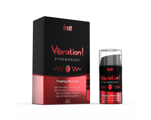 Рідкий вібратор Intt Vibration Strawberry (15 мл), густий гель, дуже смачний, діє до 30 хвилин