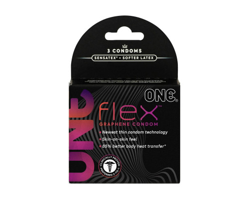 Презервативи ONE Flex Graphene Condom 3 шт, картонна коробка (м'ята упаковка!!!)