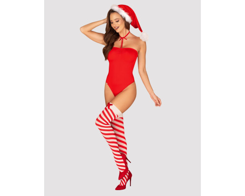 Боді Obsessive Kissmas teddy red L/XL (м'ята упаковка!!!)