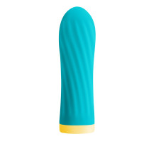 Віброкуля S Pleasures Bullets Twist & Shout Turquoise, бірюзова, ребриста поверхня, 10 режимів