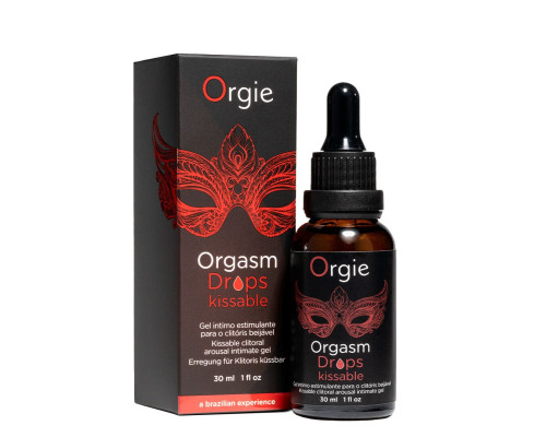 Збуджувальні краплі для клітора Orgie Orgasm Drops Kissable, 30 мл, тепло-холод, смак яблука