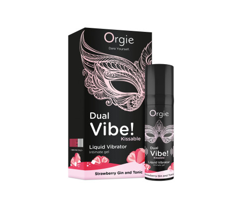 Рідкий вібратор Orgie Dual Vibe! Strawberry Gin & Tonic Kissable Liquid Vibrator, 15 мл