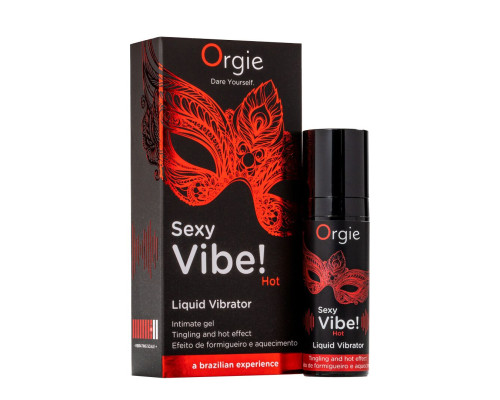 Рідкий вібратор Orgie Sexy Vibe! Hot, 15 мл, зігрівальний, дуже потужний, зі смаком полуниці