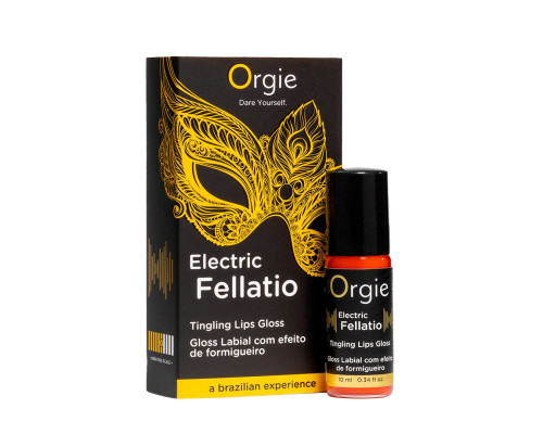 Блиск для губ з ефектом вібрації Orgie Electric Fellatio Lips Gloss, 10 мл, смак фруктового асорті