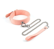 Нашийник з повідцем Liebe Seele Dark Candy Pink Collar with Leash, повідець на карабіні