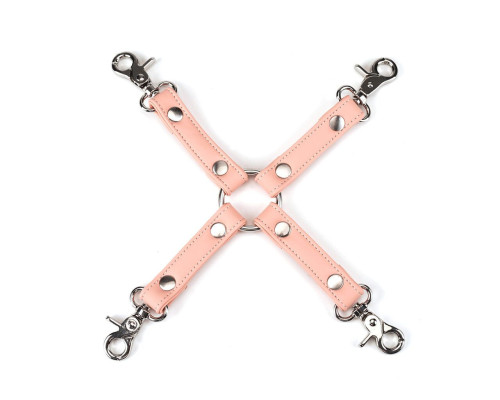 Хрестовина для фіксації Liebe Seele Dark Candy Pink Hogtie, з кільцем, 4 карабіни