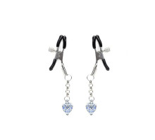 Затискачі для сосків із сердечком Liebe Seele Glow-in-dark Nipple Clamps Blue, світяться в темряві