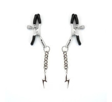 Затискачі для сосків Liebe Seele Lightning Nipple Clamps Silver, підвіска-блискавка