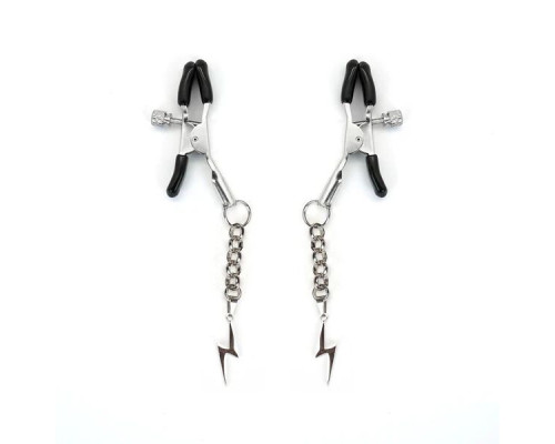 Затискачі для сосків Liebe Seele Lightning Nipple Clamps Silver, підвіска-блискавка
