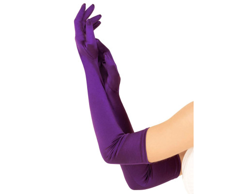 Довгі атласні рукавички Leg Avenue Extra Long Satin Gloves, One Size, фіолетові