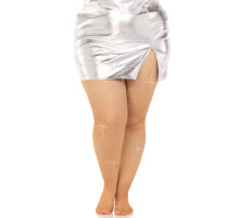 Колготки Leg Avenue Rhinestone micro net tights Plus size Caramel, дрібна сітка, стрази
