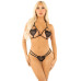Комплект з перлинною ниткою Leg Avenue Open Cup Bra and Pearl String One Size, Black