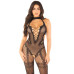 Бодістокінг з доступом Leg Avenue Crotchless Bodystocking with Heart One Size, Black, декольте