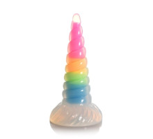 Фентезійний фалоімітатор Creature Cocks Luminescent Rainbow Silicone Dildo, світиться в темряві, 19,6 см