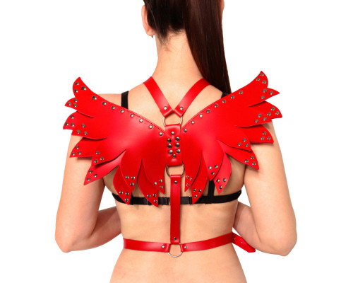 Жіноча портупея Art of Sex - Wings червона XS-M, екошкіра