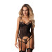 Корсет Obsessive Arrowel Black corset L/XL, з підв’язками для панчіх