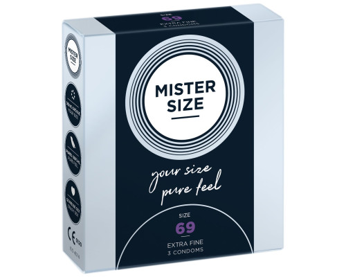 Розпродаж!!! Презервативи Mister Size - pure feel - 69 (3 condoms) (термін 04.2026)