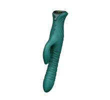 Смарт пульсатор-кролик з вібрацією Zalo Mose 2 Turquoise Green, підігрів до 42 °C, кристал Swarovski
