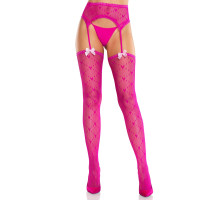 Колготки-панчохи Leg Avenue Heart Garterbelt Stockings One Size Magenta