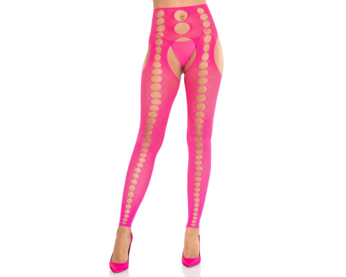Колготки Leg Avenue Seamless Opaque Footless Suspender Hose One Size Neon Pink
