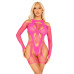 Бодістокінг Leg Avenue Fishnet Garter Harness and Teddy One Size Neon Pink