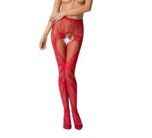 Еротичні колготки-бодістокінг Passion S007 red, гарні ажурні колготки з вирізом