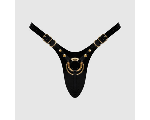 Трусики для страпона Strap-On-Me Leatherette Harness Fabulous - One Size - Black Glossy