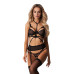 Комплект Obsessive Premisis Black 3-pcs crotchless set 2XL/3X