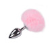 Металева анальна пробка Кролячий хвостик Alive Fluffy Plug L Pink (м'ята упаковка!!!)