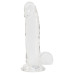 Прозорий фалоімітатор на присосці ADDICTION — Clear Dildo with Balls 8″, віброкуля в подарунок