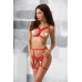 Комплект білизни Passion Exclusive MAGALI SET OpenBra XXL/XXXL, red, стрепи, ліф, трусики і пояс