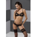 Комплект білизни Passion Exclusive NORTH SET XXL/XXXL, black, ліф і трусики з елементами під латекс