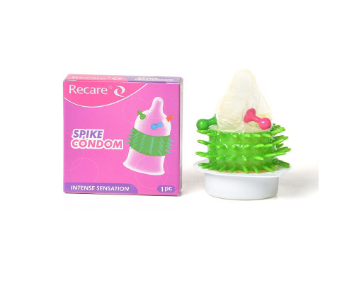 Насадка на член Recare Spike Condom Pink (презерватив з кульками та рядами шипів)