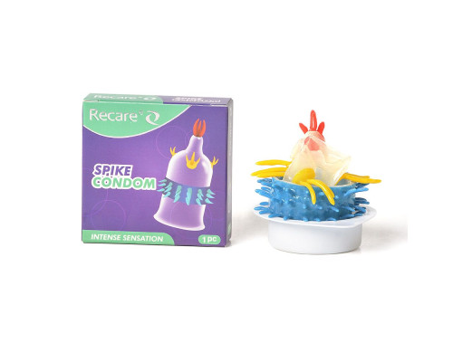 Насадка на член Recare Spike Condom Purple (презерватив з вусиками та рядами шипів)