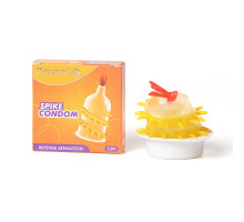 Насадка на член Recare Spike Condom Yellow (презерватив з вусиками та спіраллю шипів)