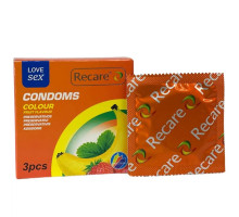 Презервативи Recare Color Fruit Flavour Condoms 3 шт, аромати: м'ята, банан, полуниця